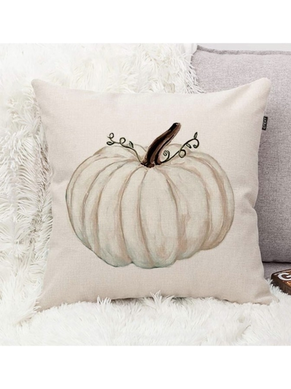 🎃🍁Neutral Pumpkin Accent Pillow Cover Home Holiday